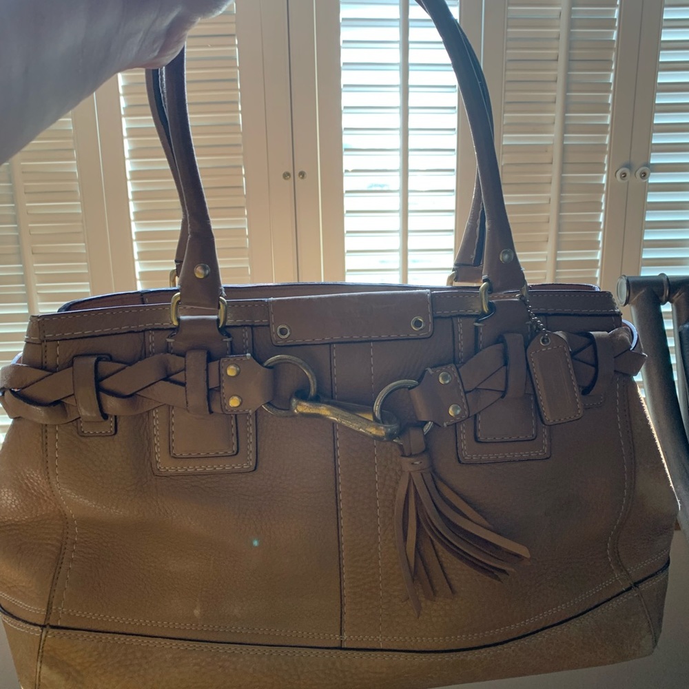 Tan leather Coach bag